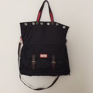 IZOD Black Nylon Crossbody w/ leather accents